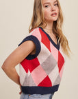 Argyle Cropped Sweater Vest, Listicle