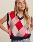 Argyle Cropped Sweater Vest, Listicle