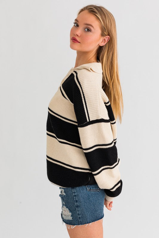 Collared Oversized Sweater Top, Le Lis