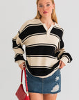 Collared Oversized Sweater Top, Le Lis