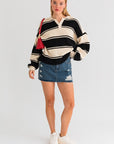 Collared Oversized Sweater Top, Le Lis