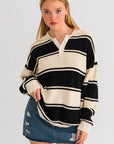 Collared Oversized Sweater Top, Le Lis