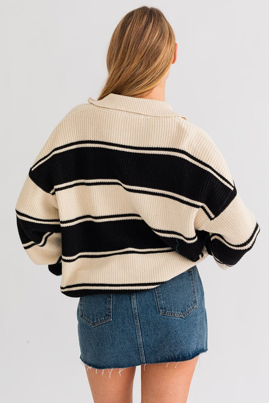 Collared Oversized Sweater Top, Le Lis