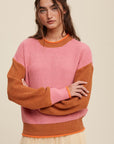 Color Block Ribbed Knit Sweater