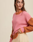 Color Block Ribbed Knit Sweater