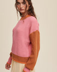 Color Block Ribbed Knit Sweater