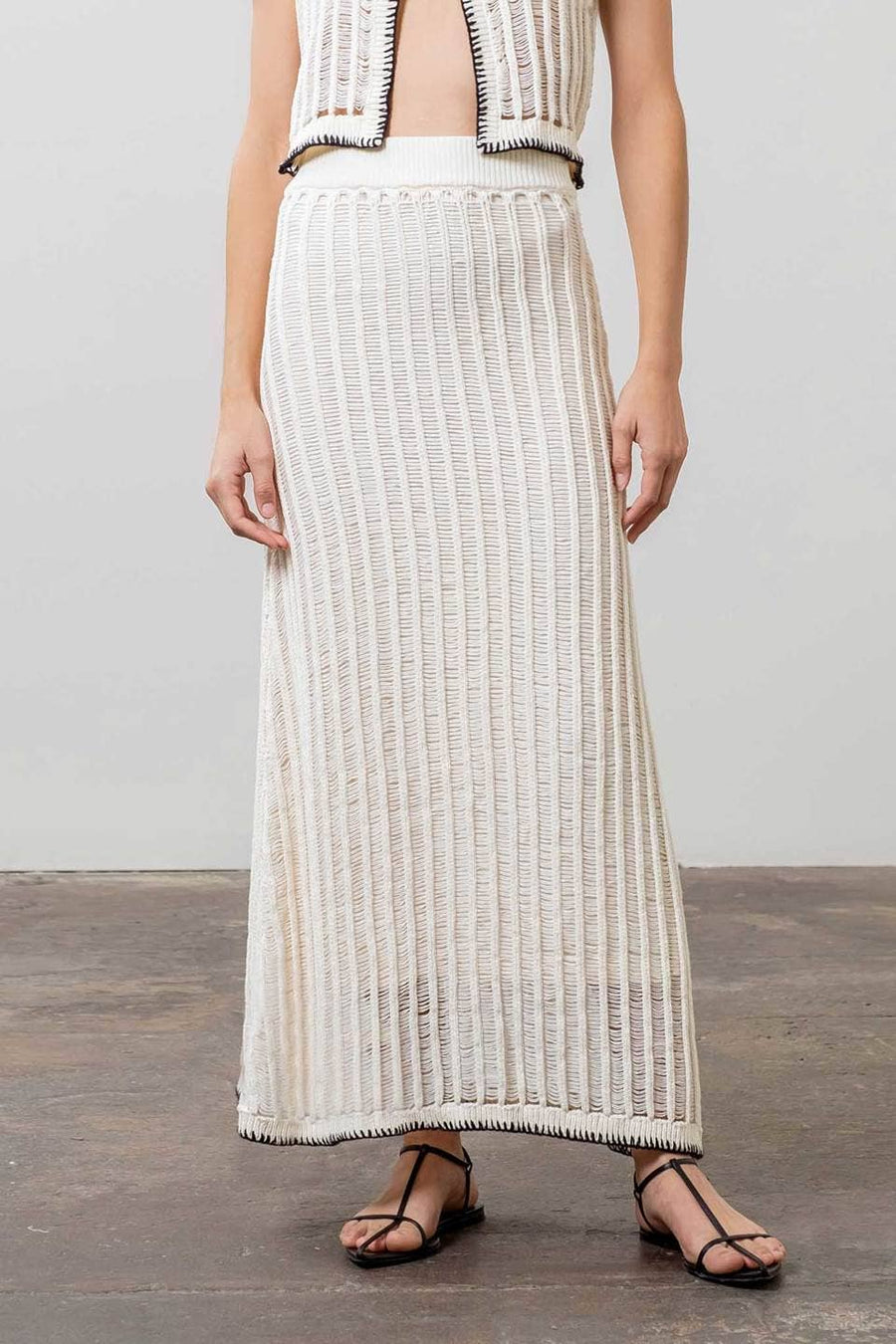 Moon River - CROCHET LADDER KNIT CONTRAST MIDI SKIRT