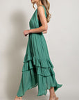 V NECK RUFFLE MAXI DRESS, eesome