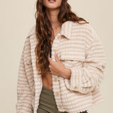 Plaid Fleece Shacket in Cream, Listicle
