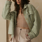 Plaid Fleece Shacket in Cream, Listicle