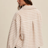 Plaid Fleece Shacket in Cream, Listicle
