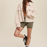 Plaid Fleece Shacket in Cream, Listicle