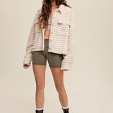Plaid Fleece Shacket in Cream, Listicle