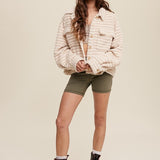Plaid Fleece Shacket in Cream, Listicle