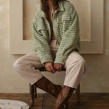 Plaid Fleece Shacket in Cream, Listicle