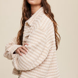 Plaid Fleece Shacket in Cream, Listicle