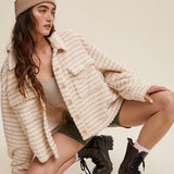 Plaid Fleece Shacket in Cream, Listicle