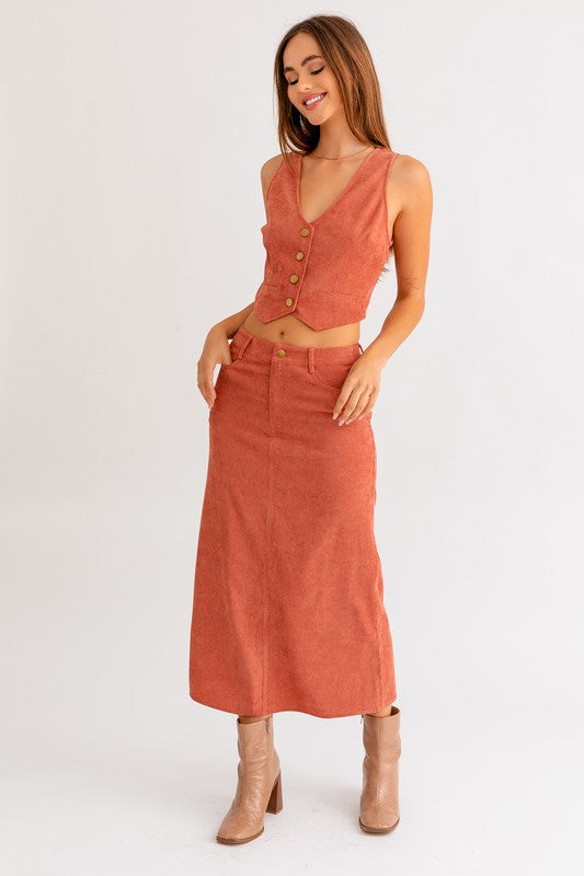 CORD MAXI SKIRT, Le Lis