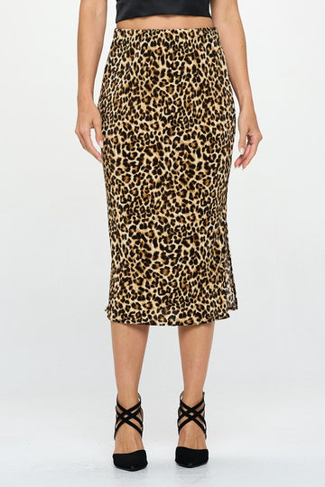 Leopard Print Plisse Midi Skirt, Renee C