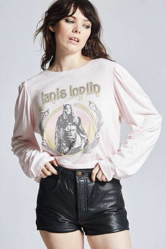 Janis Joplin Puff Sleeve Tee, Recycled Karma