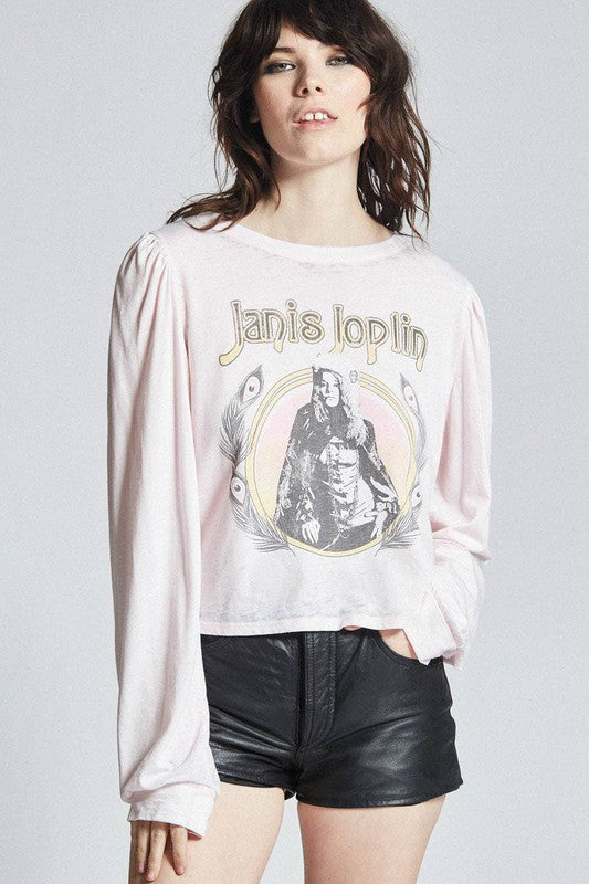 Janis Joplin Puff Sleeve Tee, Recycled Karma