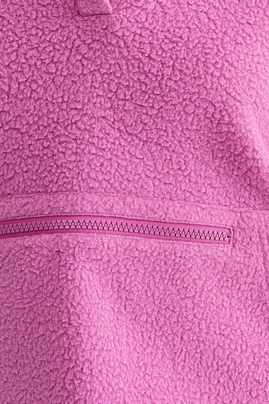 Pocket Detail Boxy Fleece Pullover Sweater (Various colors), Le Lis