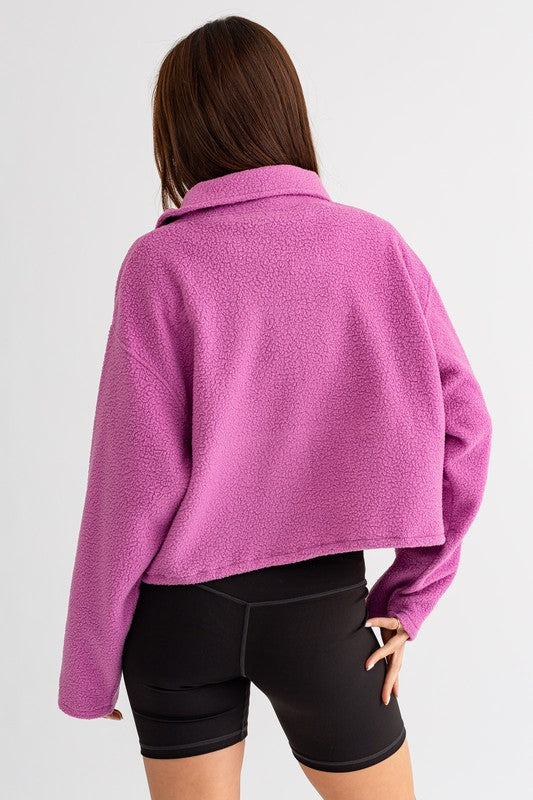 Pocket Detail Boxy Fleece Pullover Sweater (Various colors), Le Lis