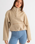 Pocket Detail Boxy Fleece Pullover Sweater (Various colors), Le Lis