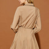 TWISTED BELT SHIRT DRESS, Mustard Seed