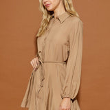 TWISTED BELT SHIRT DRESS, Mustard Seed