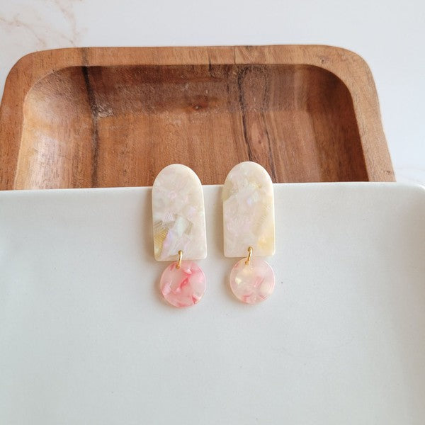 Rory Earrings - Cream & Coral