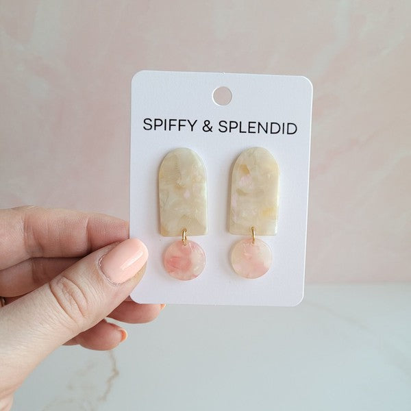 Rory Earrings - Cream & Coral