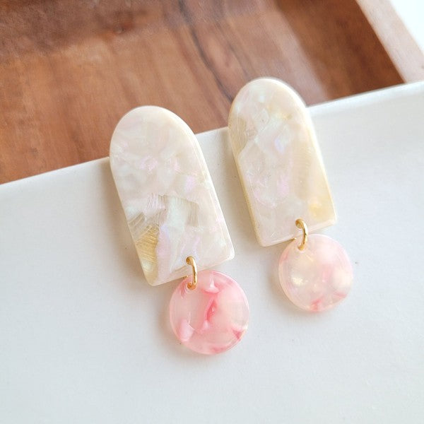 Rory Earrings - Cream & Coral