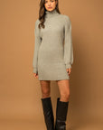 Turtle Neck Balloon Sleeve Sweater Dress (Various colors), Le Lis