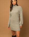 Turtle Neck Balloon Sleeve Sweater Dress (Various colors), Le Lis