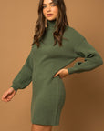 Turtle Neck Balloon Sleeve Sweater Dress (Various colors), Le Lis