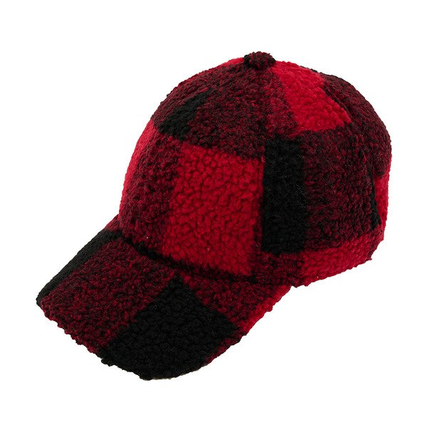 CC Buffalo Plaid - Checkered Pattern Sherpa Cap