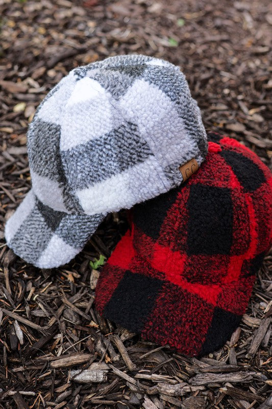 CC Buffalo Plaid - Checkered Pattern Sherpa Cap