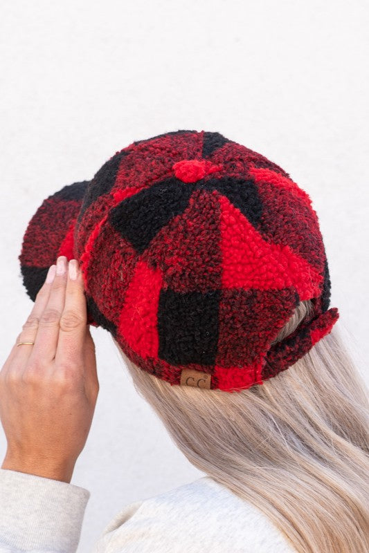 CC Buffalo Plaid - Checkered Pattern Sherpa Cap