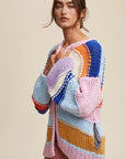 Hand Knit Multi Striped Cardigan, Listicle