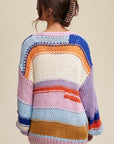 Hand Knit Multi Striped Cardigan, Listicle