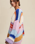 Hand Knit Multi Striped Cardigan, Listicle