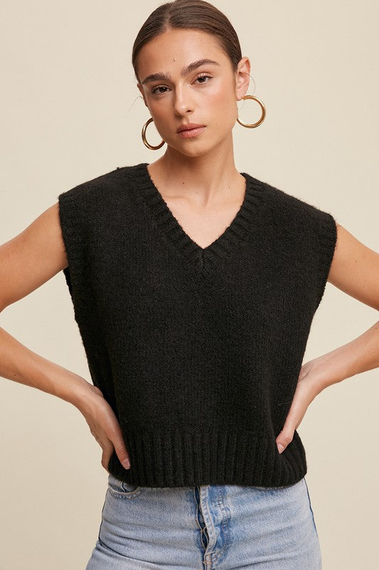 Soft Touch Cropped Knit Vest, Listicle (Various colors)