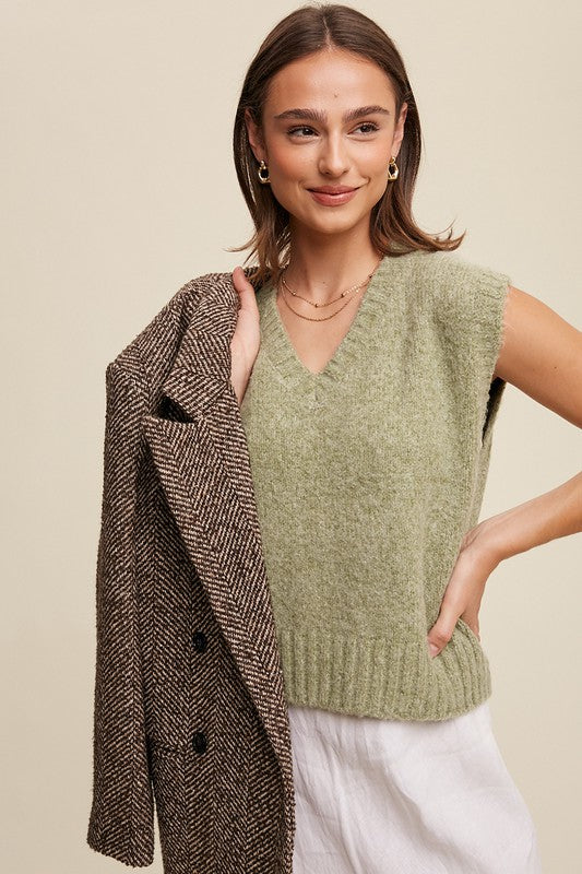 Soft Touch Cropped Knit Vest, Listicle (Various colors)