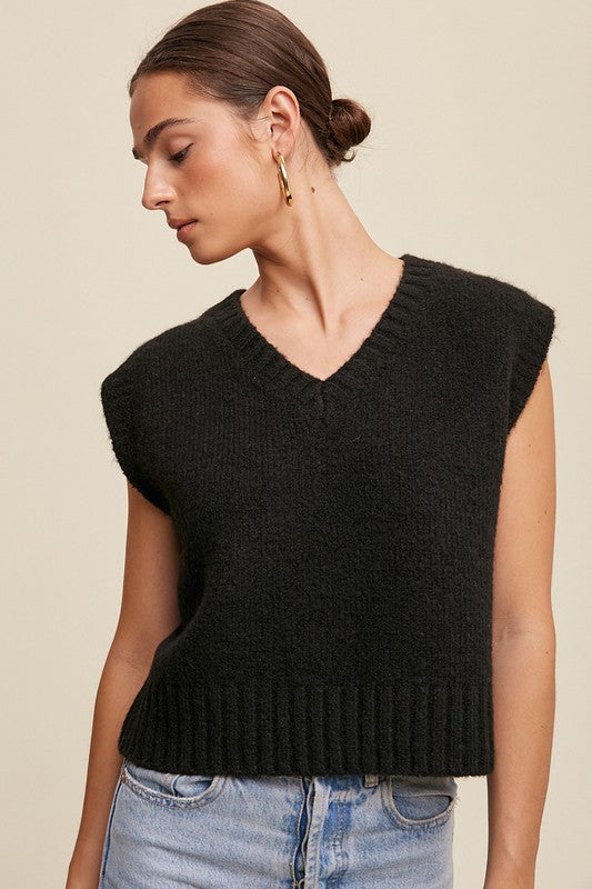 Soft Touch Cropped Knit Vest, Listicle (Various colors)