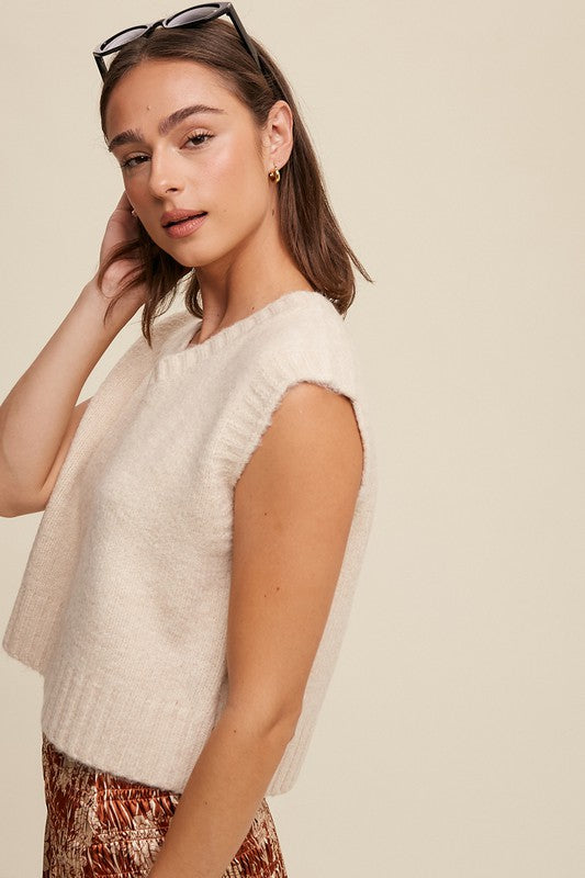 Soft Touch Cropped Knit Vest, Listicle (Various colors)