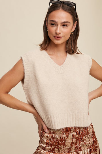 Soft Touch Cropped Knit Vest, Listicle (Various colors)