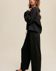 V-neck Sweatshirt and Pants Set, Listicle