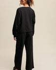 V-neck Sweatshirt and Pants Set, Listicle