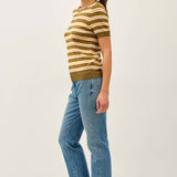 Be Cool - CLASSIC FIT STRIPED SHORT SLEEVE SWEATER TOP